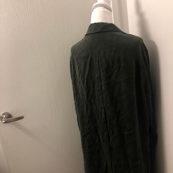 AllSaints Anya Green Shirt Dress Buttoned Sz L - Picture 6 of 9